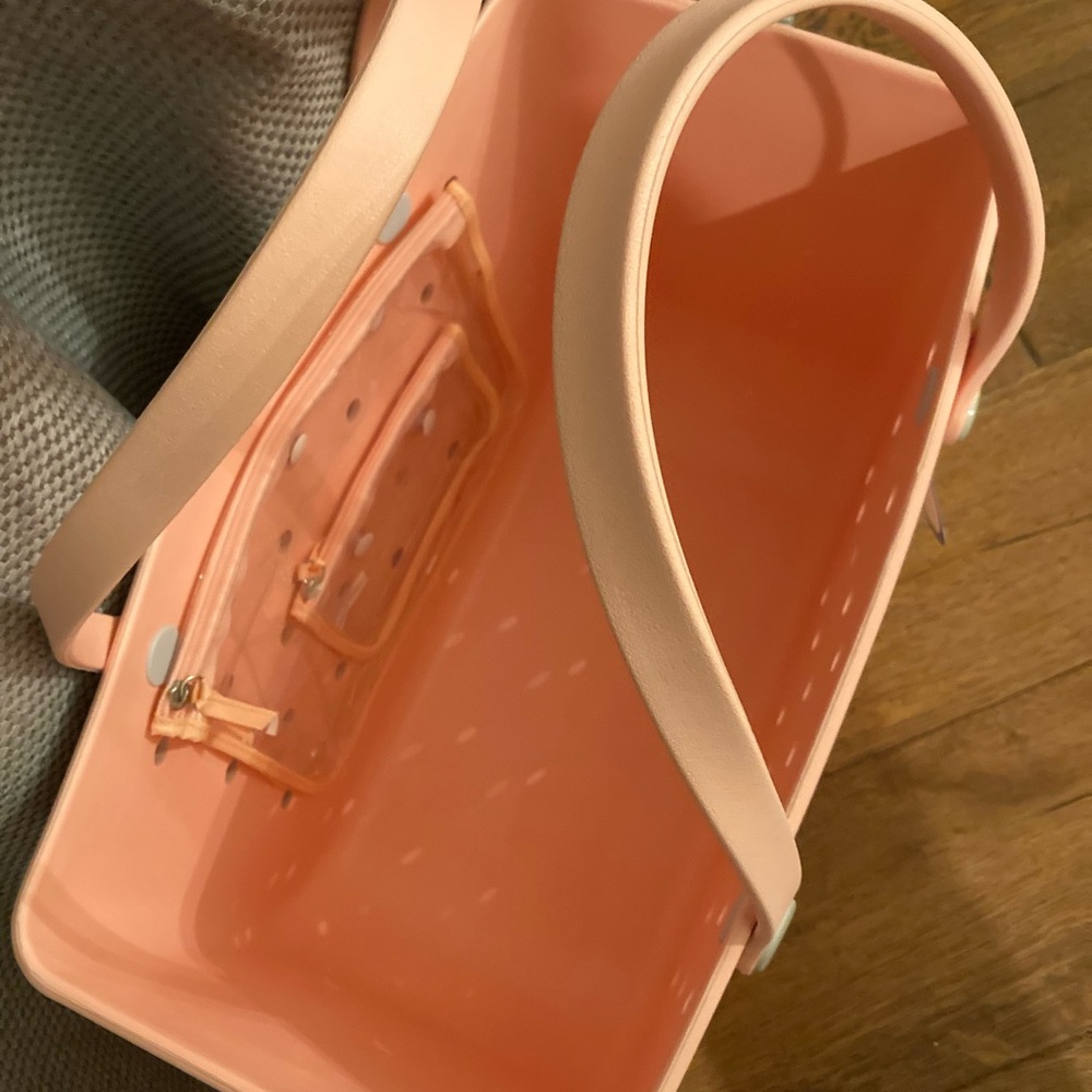 Peachy pink Tote Bag with Inner Pouches - Picture 3 of 4